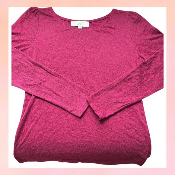 Loft Medium Berry Pink Paisley Print Top Size Medium - Picture 1 of 5